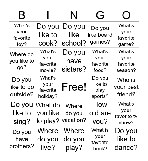 social bingo card